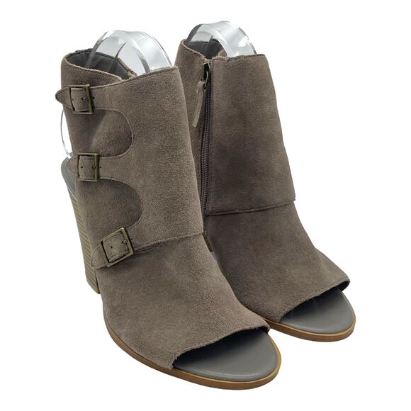 Melrose & Market Booties Womens 8.5 Suede Coastal Cowgirl Boho Peep Toe Boot - Picture 2 of 13